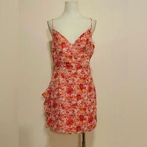 Superdown kina Floral Pink & Red Spaghetti-Strap mini dress size M